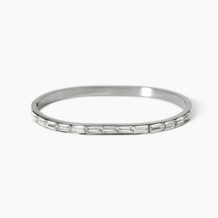 Pulsera rígida de acero con circonitas