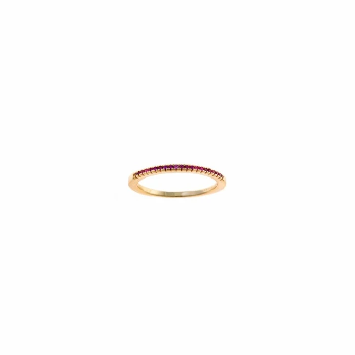 SORTIJA PLATA CHAPADO DORADO CIRCONITAS RUBI