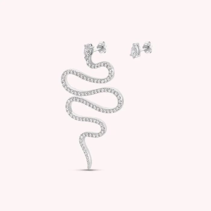 PENDIENTES LARGOS SNAKY - CRISTAL / PLATEADO
