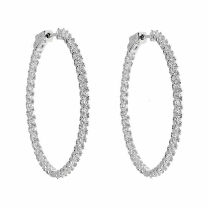 PENDIENTES PLATA RODIO ARO CIRCONITAS BLANCAS 30