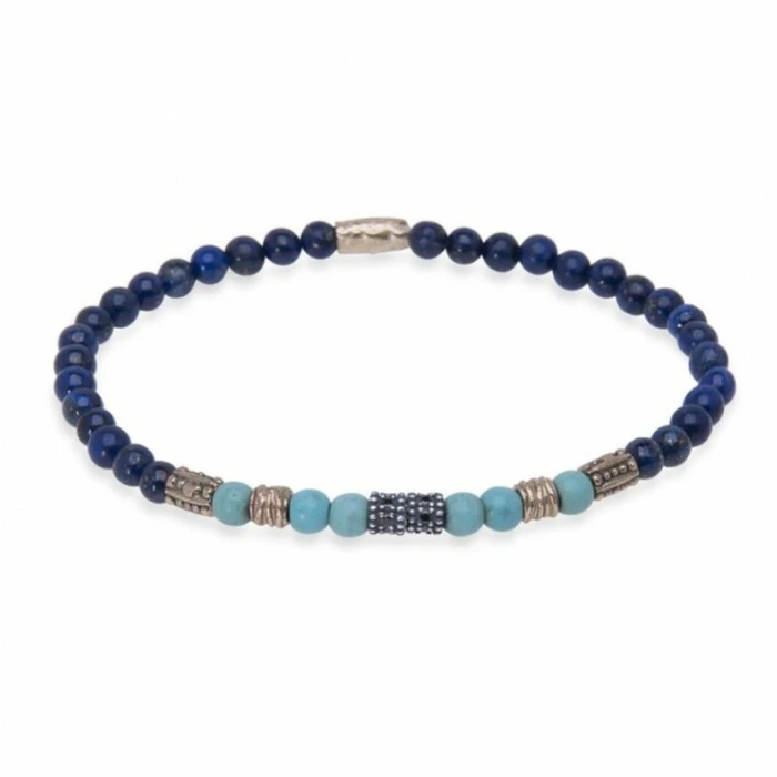 Pulsera PLATA DE PALO de plata, lapislázuli, bronce y turquesa