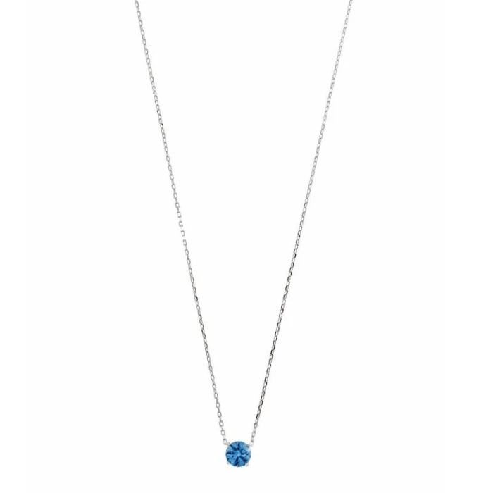 COLLAR PLATA RODIO BRILLANTE CIRCONITA ESPINEL AZUL