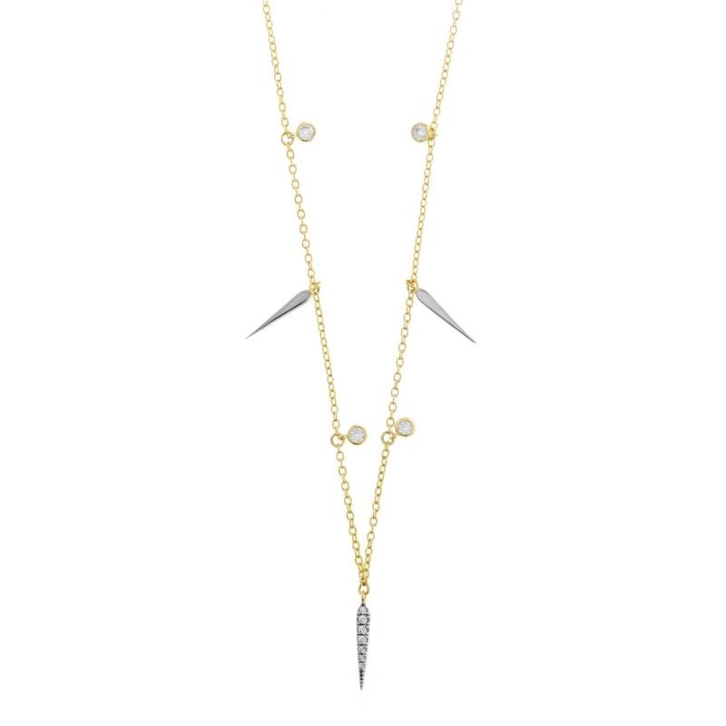 COLLAR PLATA CHAPADO DORADO PINCHOS Y CHATONES