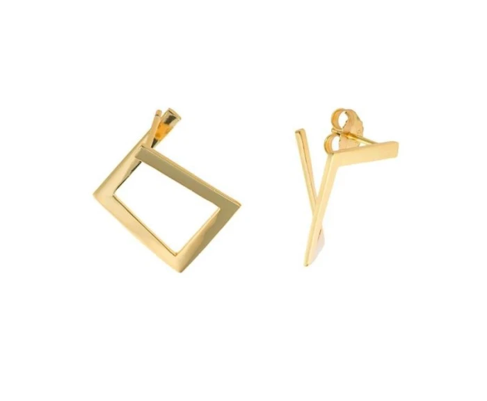 PENDIENTES PLATA DORADO CUADRADO