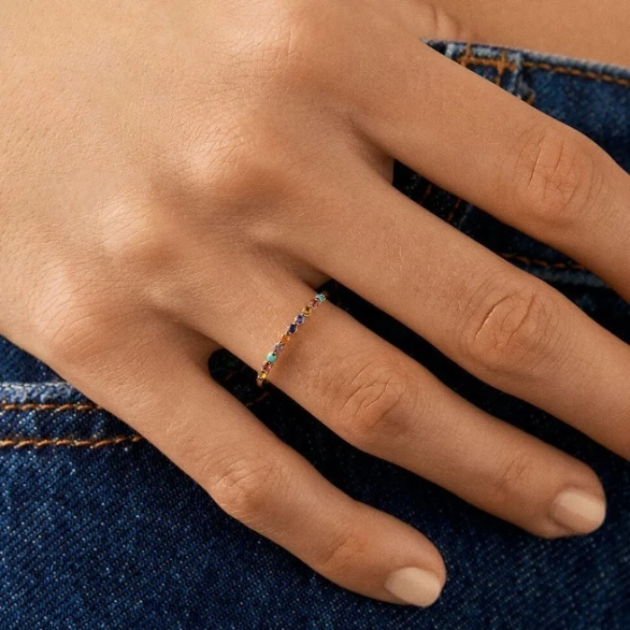 Anillo fino Beloved multicolor oro TALLA 52