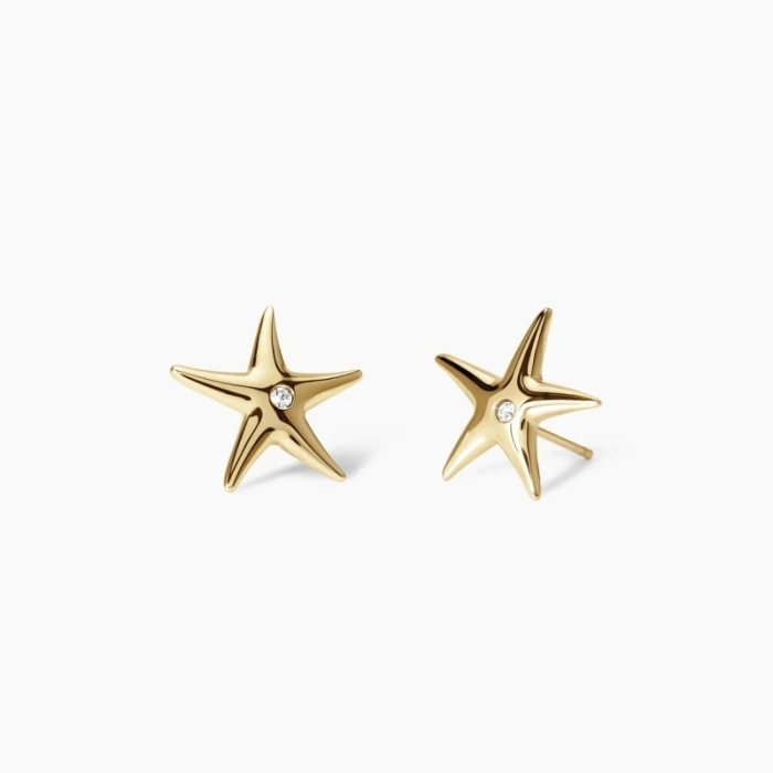 Pendientes dorados con forma de estrella de mar