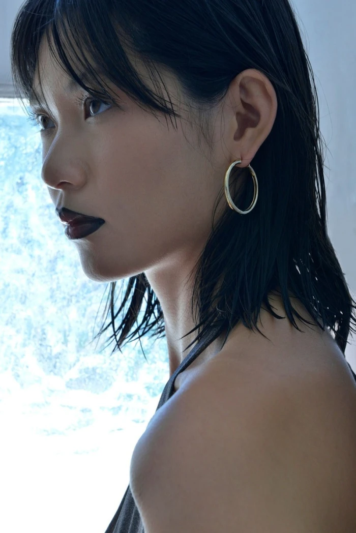 PENDIENTES PLATA RODIO ARO TUBO REDONDO