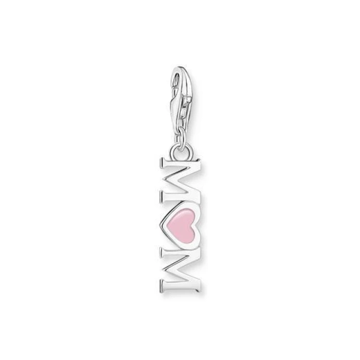 COLGANTE CHARM MOM CON CORAZÓN ROSA PLATA