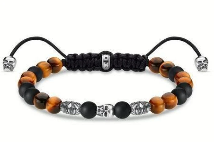 - Pulsera de cuentas con obsidiana y ojo de tigre