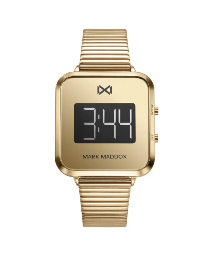 Mark Maddox Notting digital de acero con IP dorado y brazalete