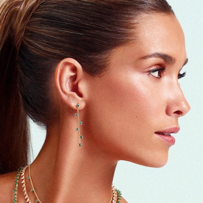 Pendientes largos NEITH - Verde / Oro