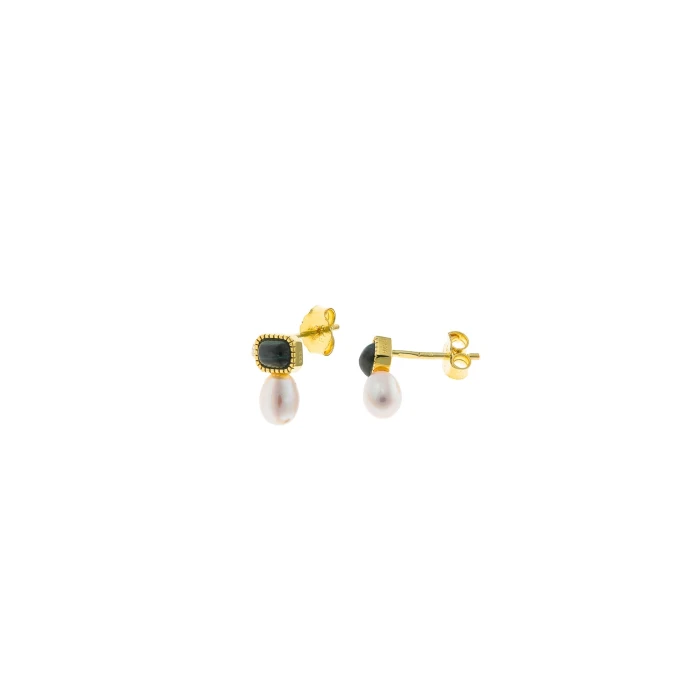 PLATA SALVATORE PENDIENTES DORADO MALAQUITA