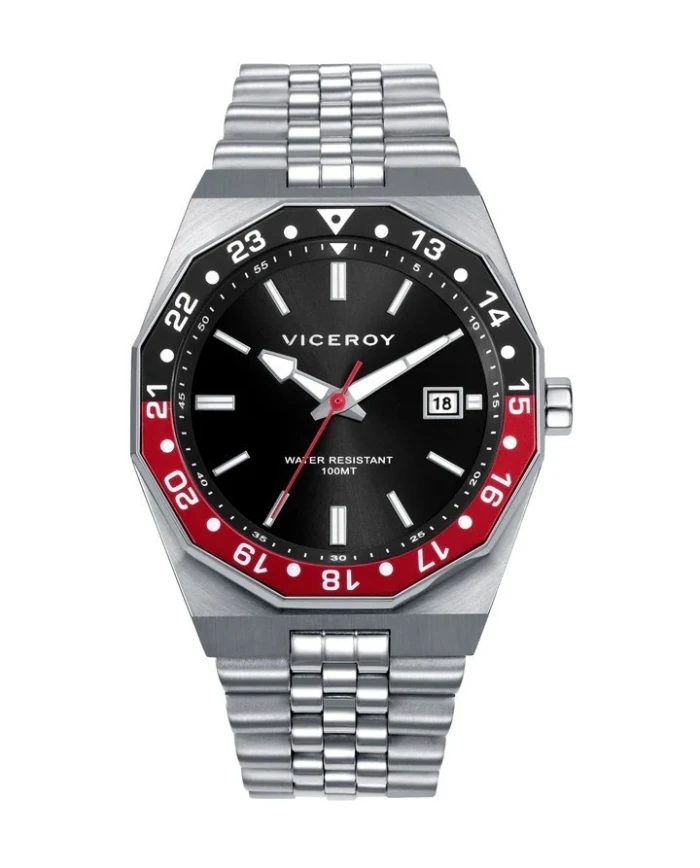 Reloj caja de acero con bisel rotatorio 10 Atm, brazalete de acero, movimiento cuarzo
