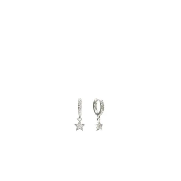 Pendientes aros con colgantes y charm de estrella con circonitas