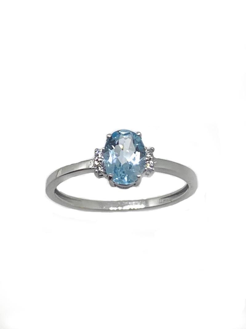 SORTIJA AGUAMARINA Y DIAMANTES 0,032CTS HSI2