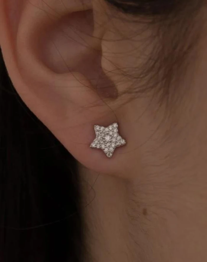 Pendientes brillantes pequeños motivo estrella y circonitas