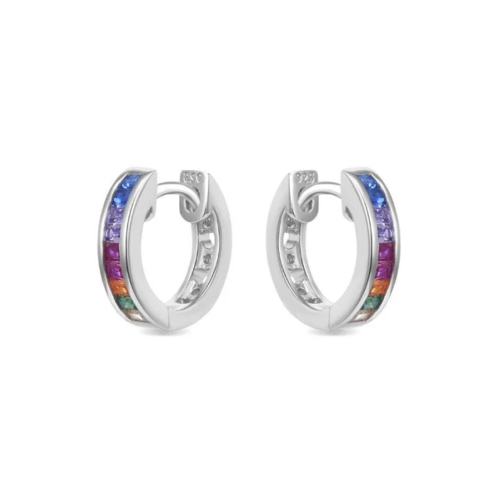 Pendientes de Plata de Ley 925 con Circonita Multicolor acabados en rodio - Tuhato