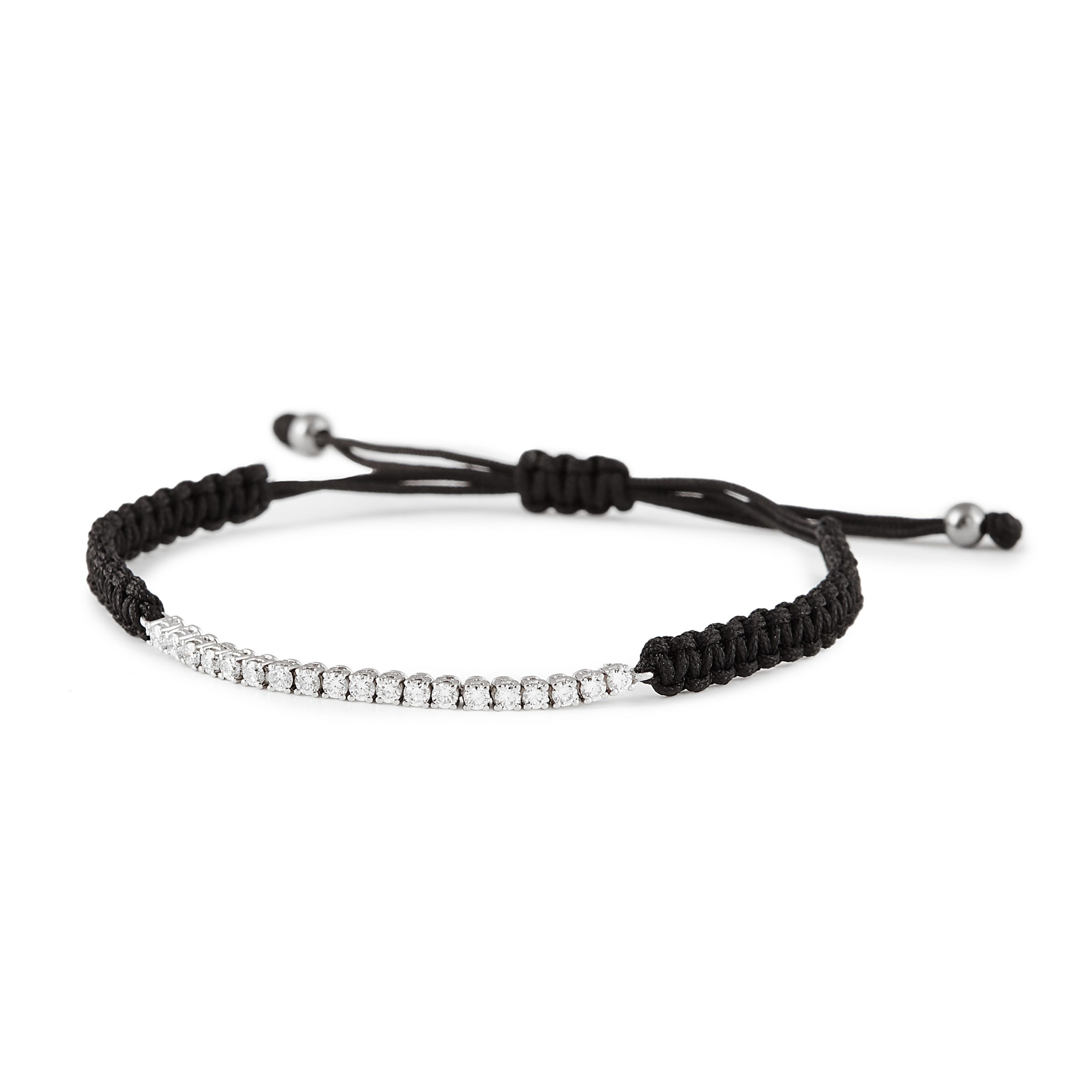 PULSERA RIVIÈRE DE DIAMANTES Y MACRAMÉ