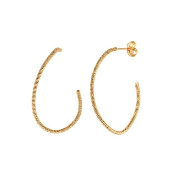 PENDIENTES PLATA CHAPADO DORADO ARO OVALO RETORCIDO DIAMANTADO