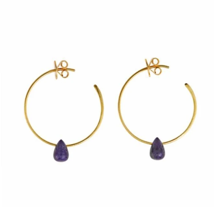 PENDIENTES PLATA CHAPADO DORADO GOTA ZAFIRO