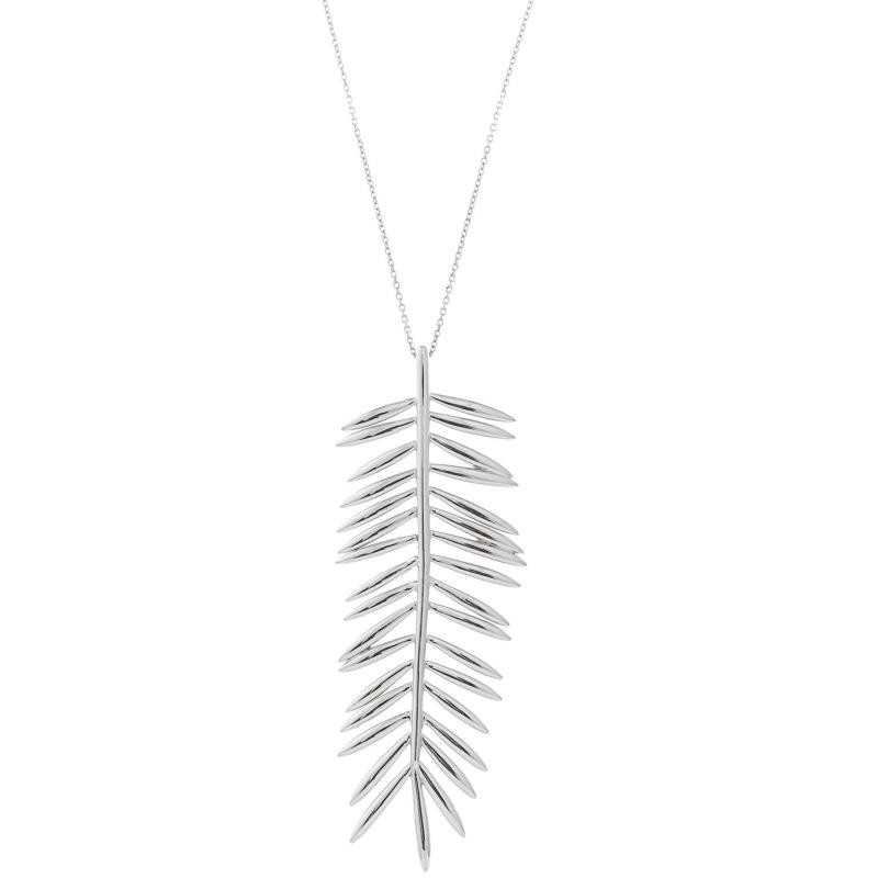 COLLAR PLATA RODIO HOJA CYCA / NECKLACE SILVER RHODIUM LEAF CYCA / 40+3.50CM