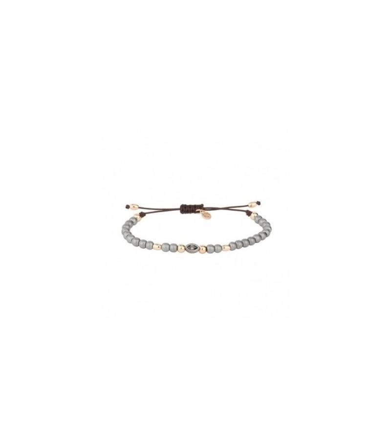 PULSERA PLATA HEMATITES Y NAILON