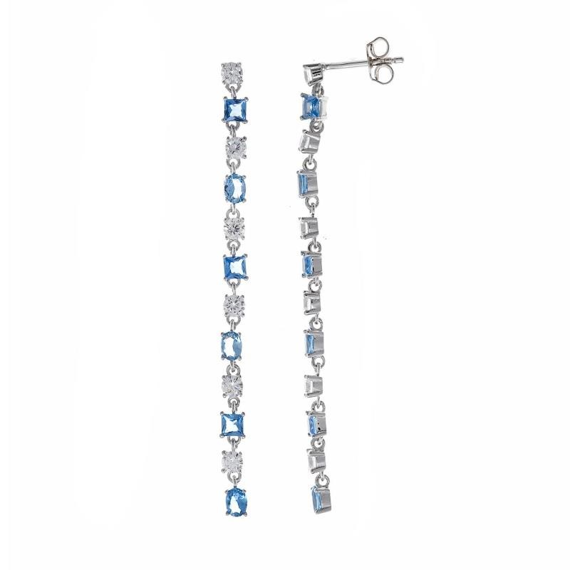 PENDIENTES PLATA RODIO TIRA ESPINEL S AZUL