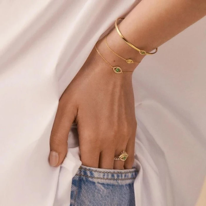 Anillo fino LUCKY EYE - Cristal / Dorado