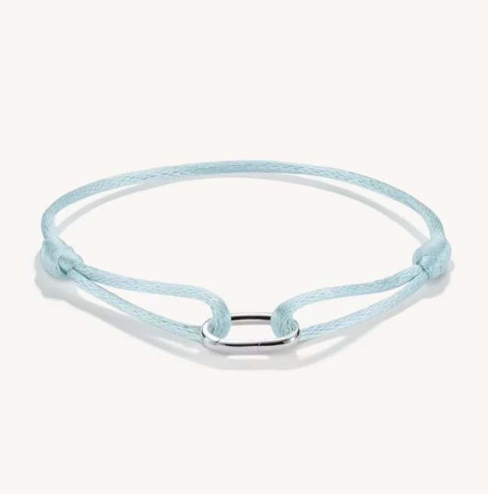 Pulsera textil plateada azul claro Connect