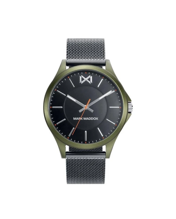 Mark Maddox Shibuya tres agujas de aluminio verde y malla milanesa IP gris