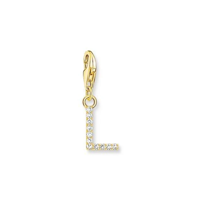 COLGANTE CHARM LETRA L CON PIEDRAS BLANCAS CHAPADO EN ORO