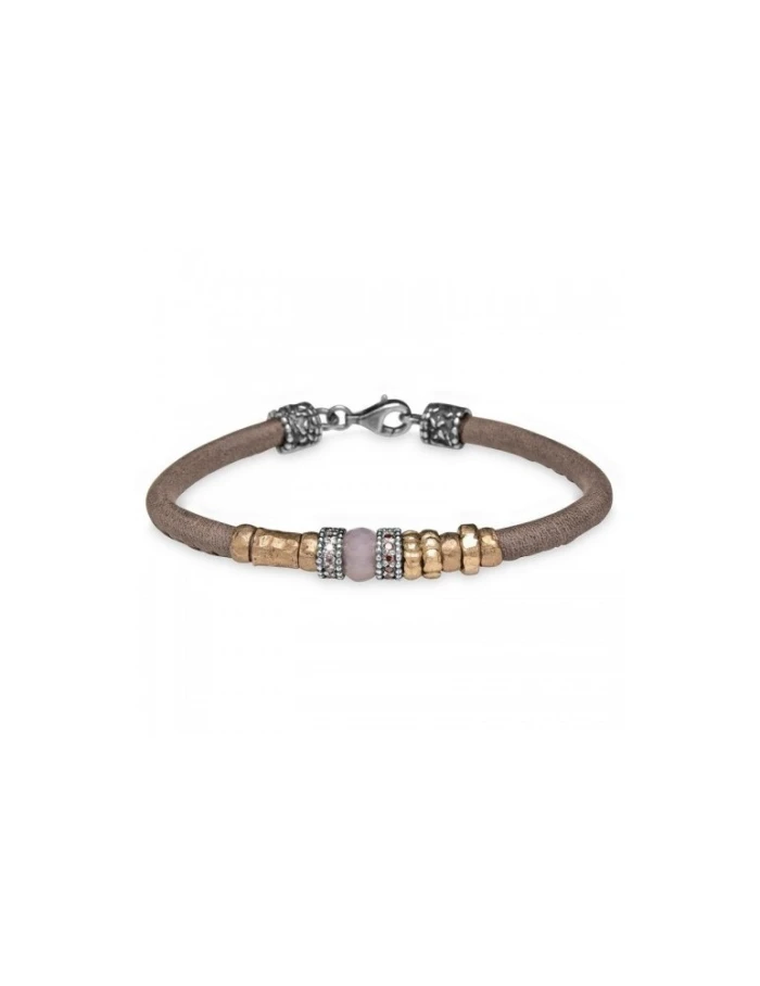 Pulsera en plata y cuero
