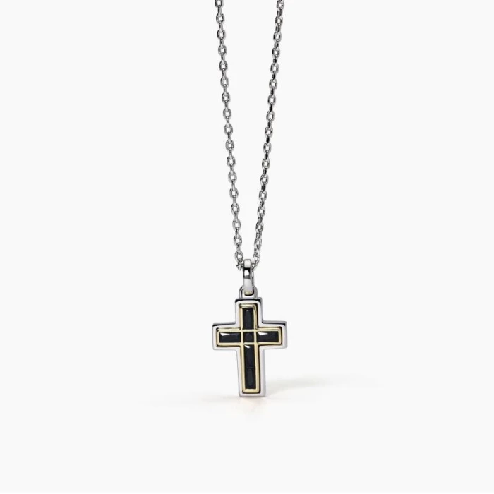 Collar de plata con cruz.MÍSTICO