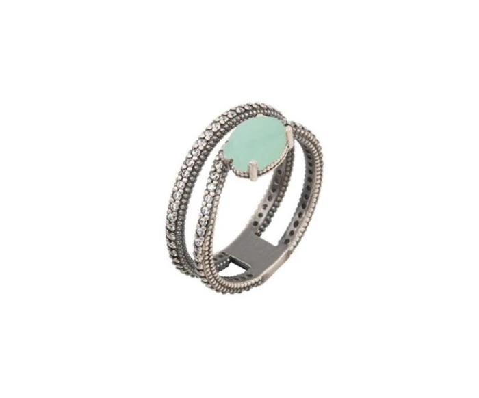 ANILLO 14 PLATA Y CALCEDONIA