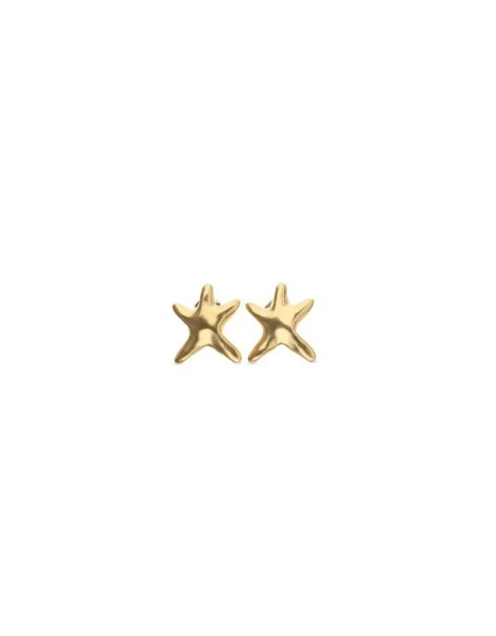 Pendientes pequeños bañado en oro estrellas de mar
