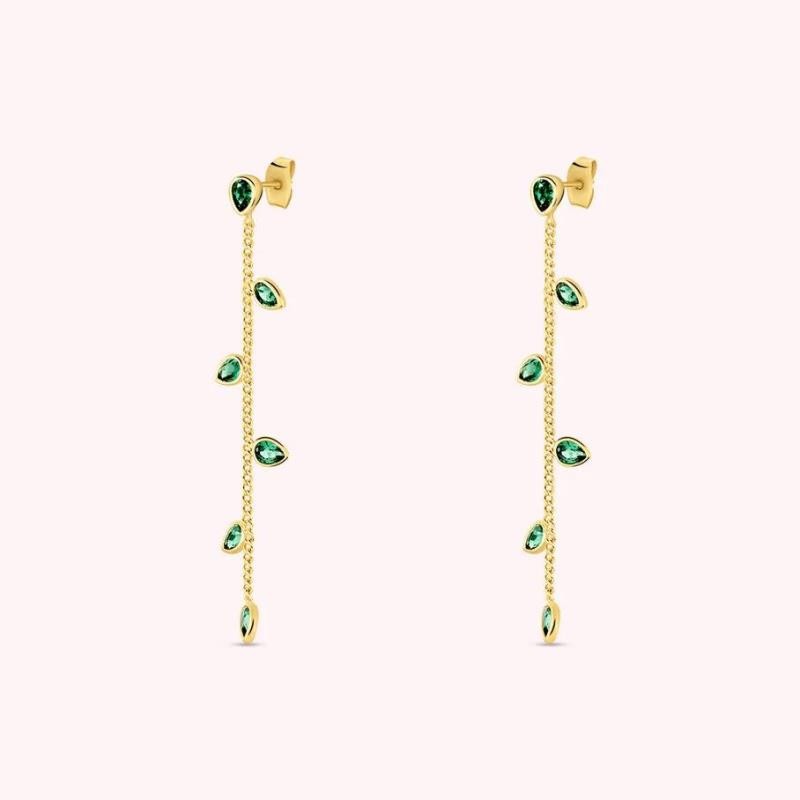 Pendientes largos NEITH - Verde / Oro