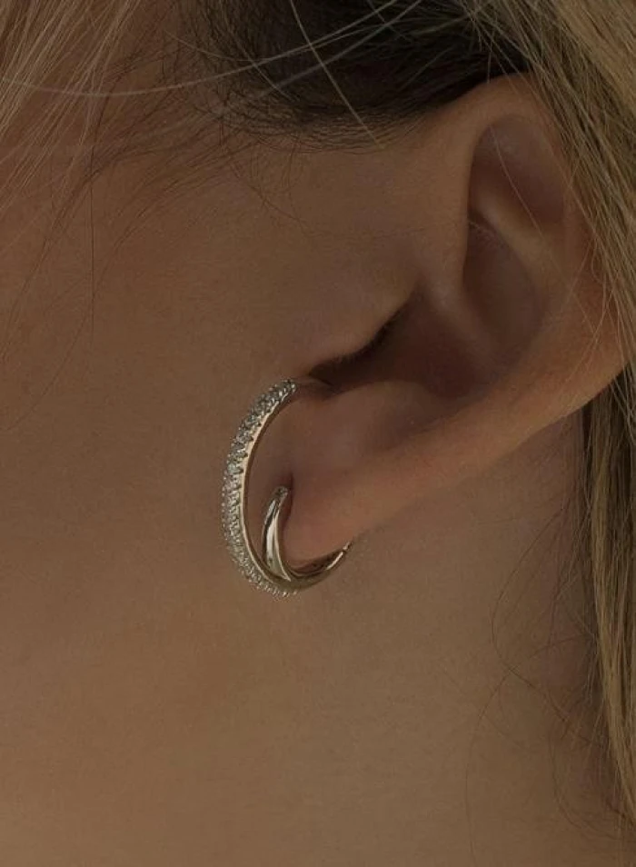 Pendientes aros originales soporte antitrago diseño espiral circonita