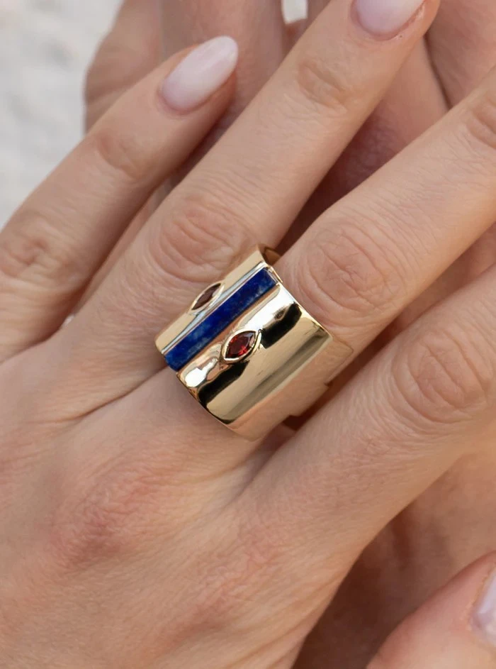 ANILLO DISEÑO GEOMÉTRICO LAPISLAZULI