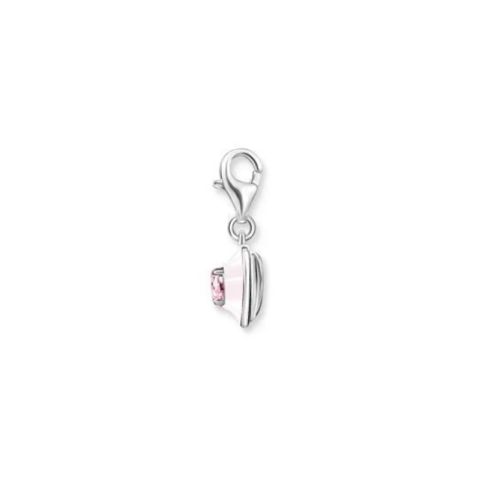 COLGANTE CHARM CORAZÓN CON PIEDRAS ROSAS PLATA