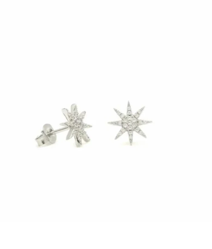 Pendientes brillantes pequeños con motivo de estrella polar