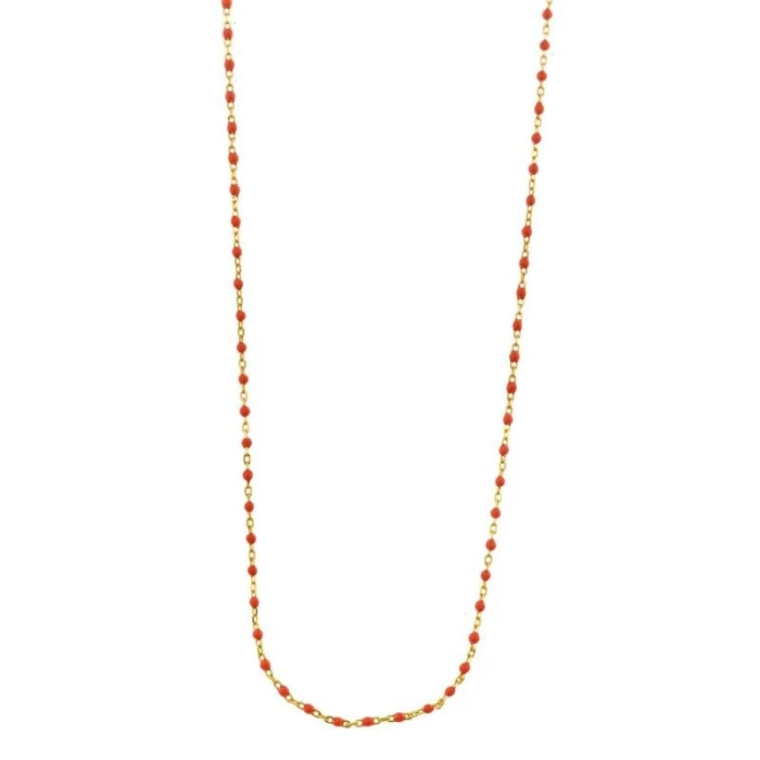 COLLAR PLATA CHAPADO DORADO BOLITAS ESMLALTADAS CORAL