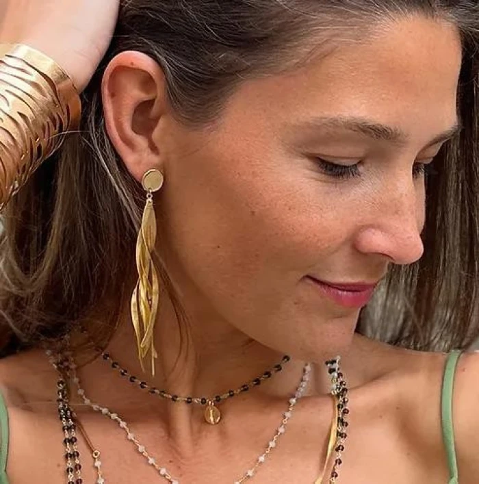 PENDIENTES MULTI ONDAS DORADO