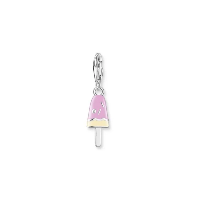 CHARM HELADO DE COLORES CON PIEDRAS BLANCAS PLATA