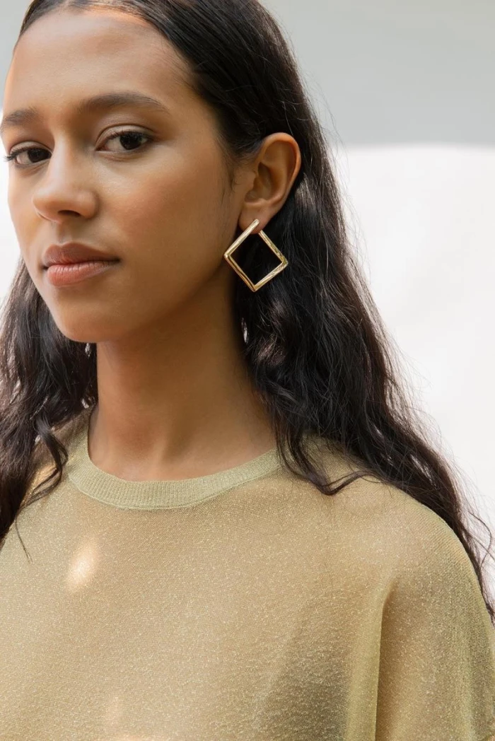 PENDIENTES PLATA DORADO CUADRADO