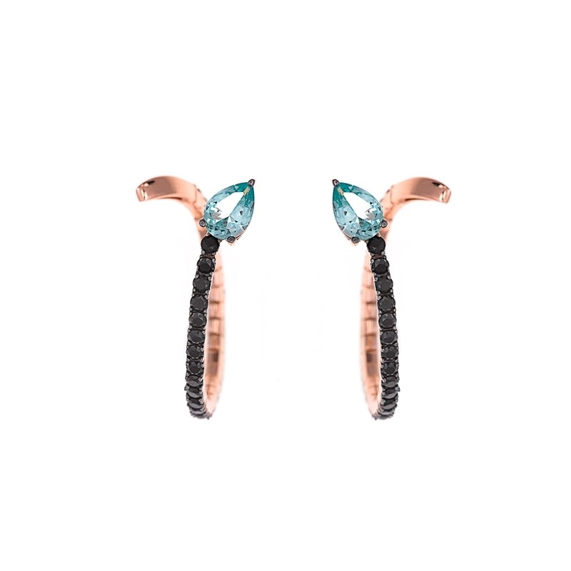 PENDIENTES PLATA CHAPADO ROSA OVALO PERA CIRCONITA