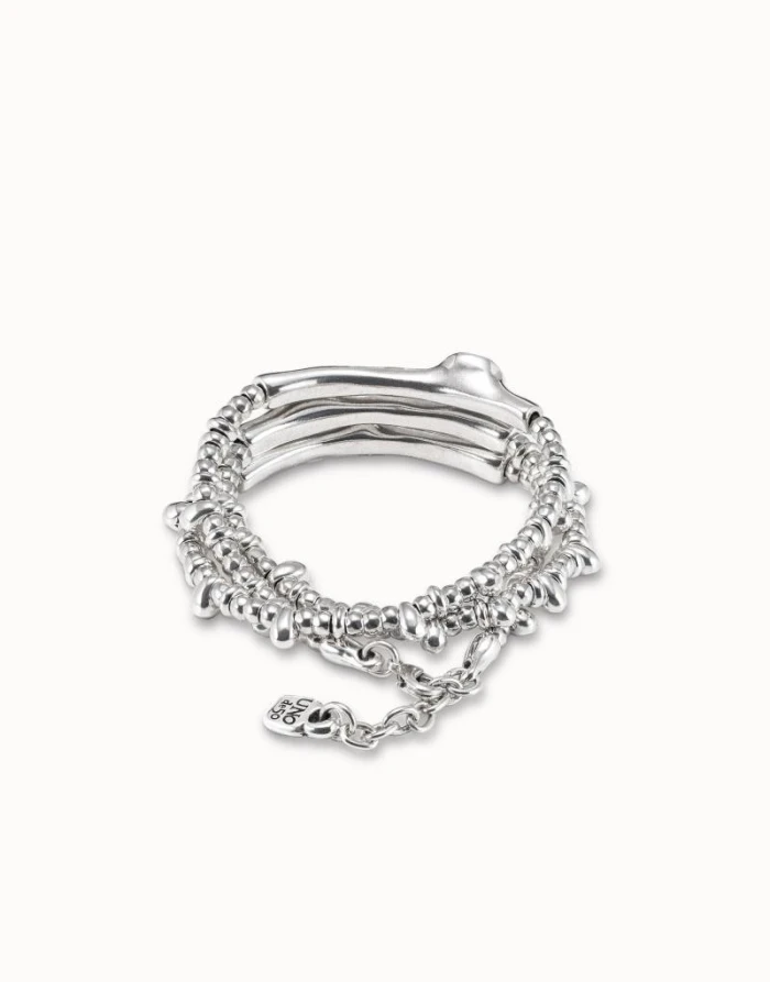 Pulsera triple bañada en plata de ley y cristal .
