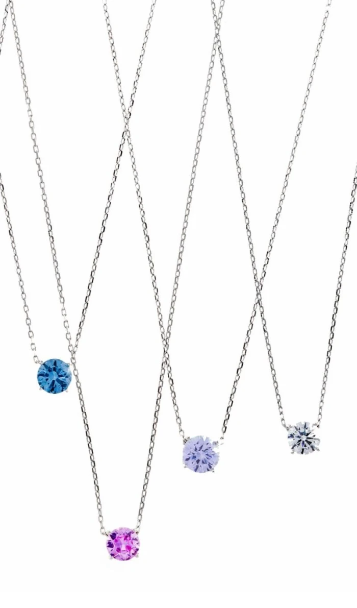 COLLAR PLATA RODIO BRILLANTE CIRCONITA ESPINEL AZUL