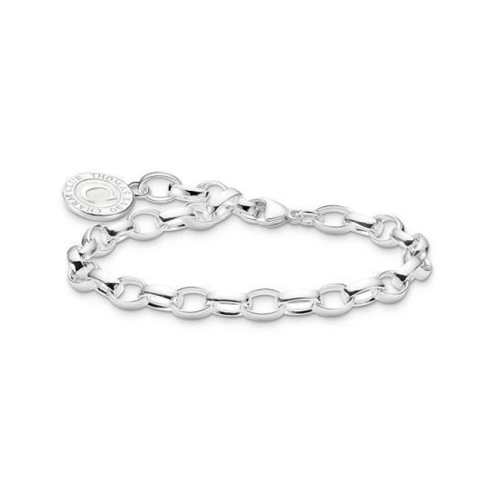 PULSERA CHARM CON ESMALTE EN FRÍO BLANCO BRILLANTE PLATA