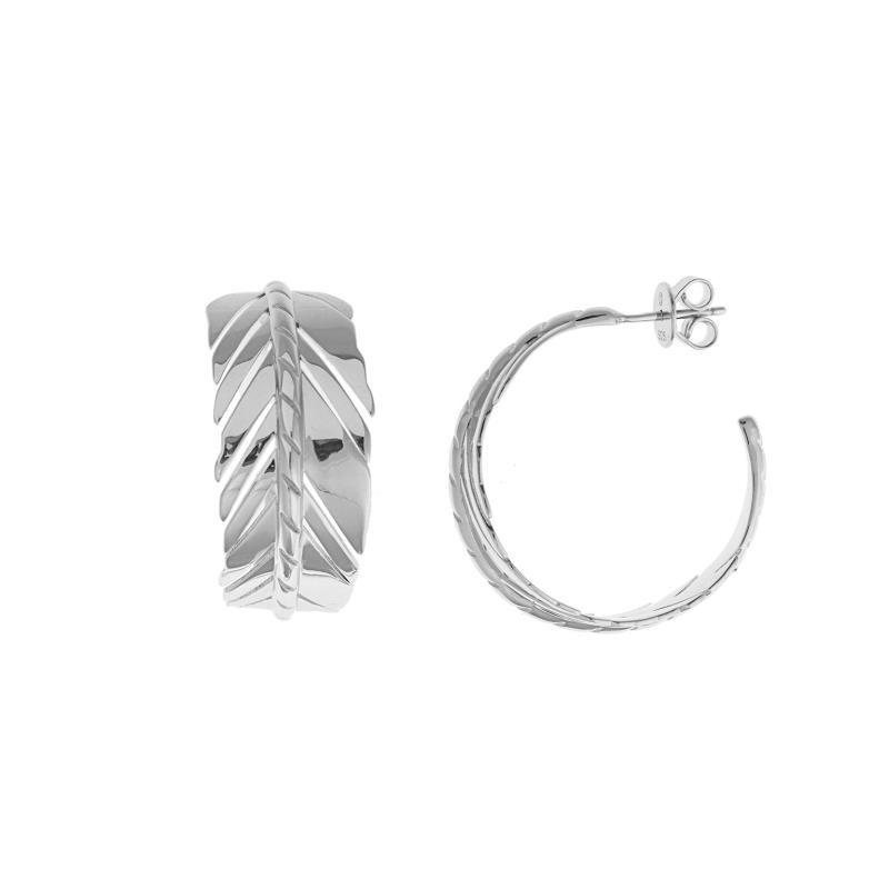 PENDIENTES PLATA RODIO ARO PULIDO BRILLANTE PLUMA
