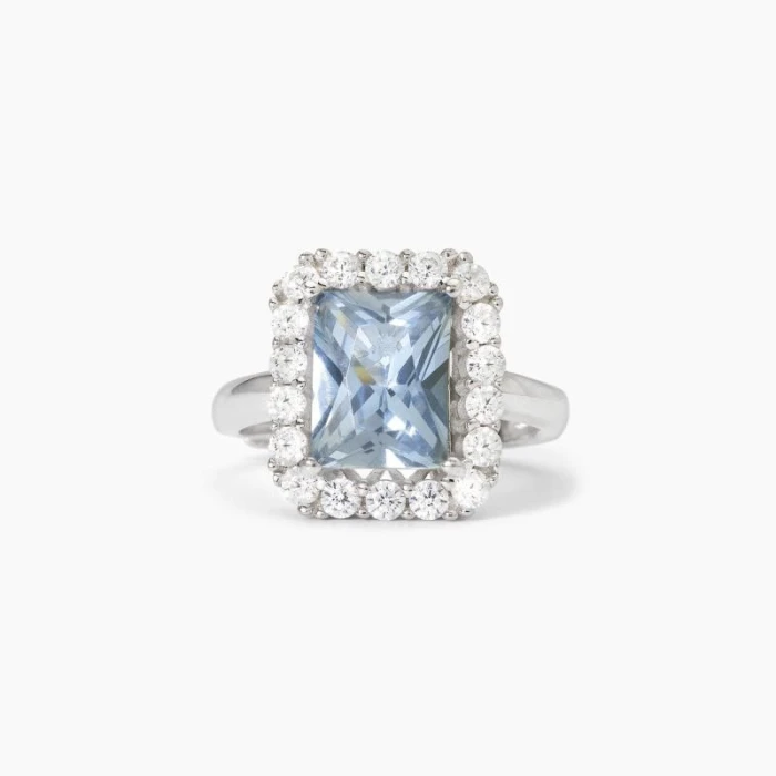 Anello in argento con acquamarina sinteticaDESIDERIO INFINITO